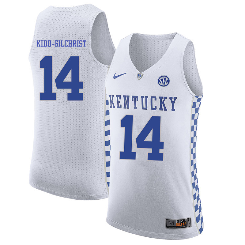 Men Kentucky Wildcats #14 Michael Kidd-Gilchrist College Basketball Jerseys-White